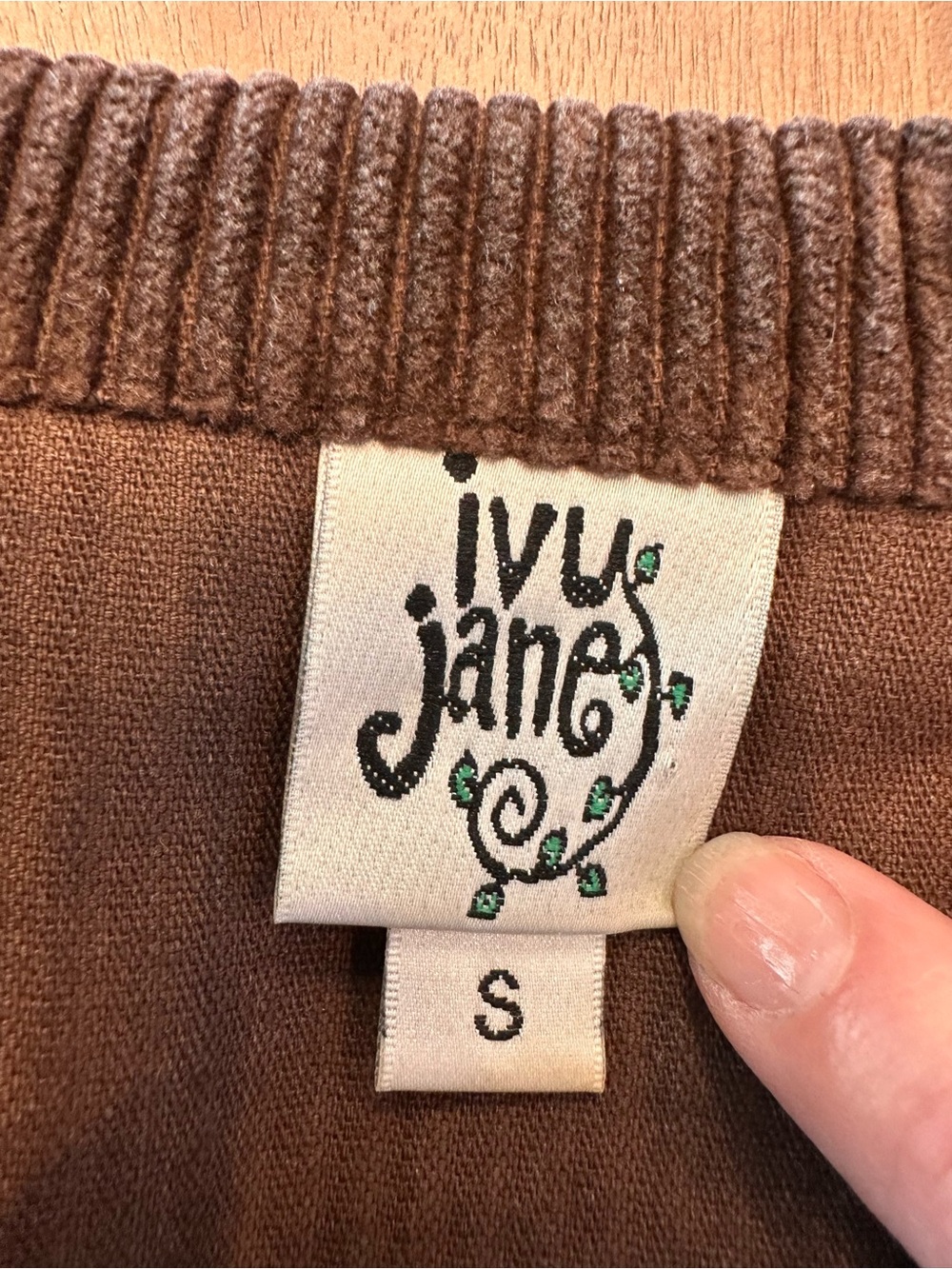 ivy jane Brown Corduroy Blazer with Blue & Cream Floral Appliqués - Picture 4 of 4
